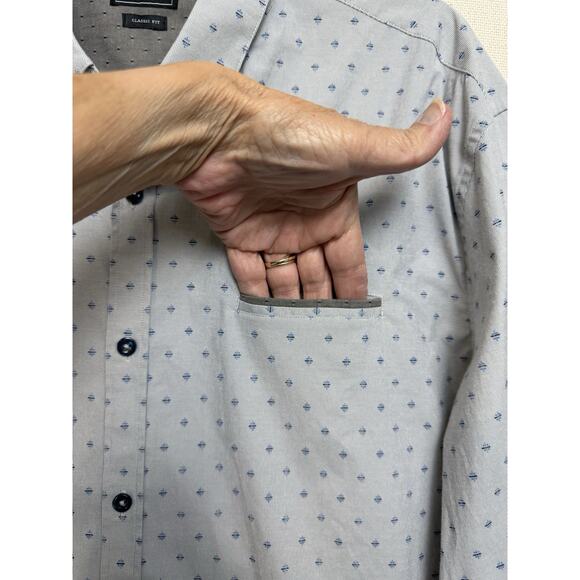 7 Diamonds Men's Button Up Shirt XL Flip Cuff Gray Blue Classic Fit Long Sleeve - Picture 3 of 13